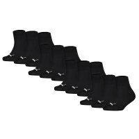 PUMA Kinder Quarter Socken, 12er Pack - Plain Quarter 12P, Logos, einfarbig Schwarz 27-30