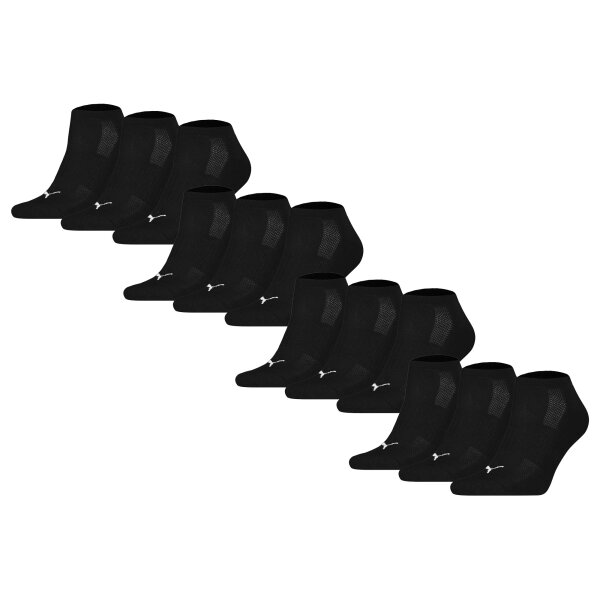 PUMA Unisex Sneaker Socks, 12-Pack - Cushioned Sneaker 12P, Logo, Single-Coloured Black 35-38 (2.5-5 UK)