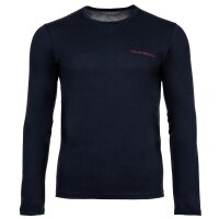 EMPORIO ARMANI Herren Langarmshirt - PURE COTTON, Longsleeve, Rundhals, Logo Blau M