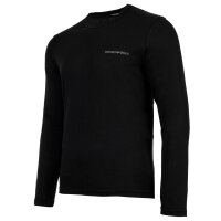 EMPORIO ARMANI mens long-sleeved shirt - PURE COTTON, long sleeve, round neck, logo Black S (Small)