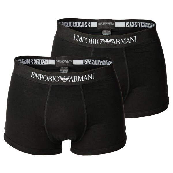 EMPORIO ARMANI Herren Trunks, 2er Pack - SOFT TOUCH BAMBOO VISCOSE, Stretch Viskose Schwarz S
