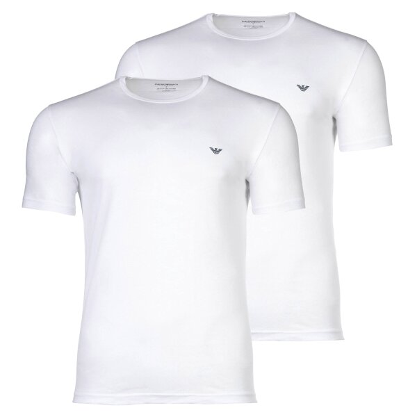 EMPORIO ARMANI Mens T-Shirts, 2-Pack - SOFT TOUCH BAMBOO VISCOSE, Round Neck, Stretch Viscose White S (Small)