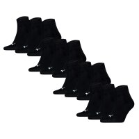PUMA Unisex Quarter socks, 12-pack - Quarter Plain 12P, logo, solid colour Black 39-42 (6-8 UK)