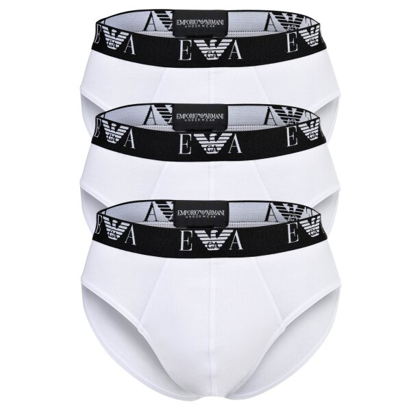 EMPORIO ARMANI Mens Briefs 3 Pack - BOLD MONOGRAM, Briefs, Stretch Cotton White S (Small)