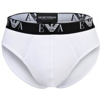 EMPORIO ARMANI Herren Slips, 3er Pack - BOLD MONOGRAM, Briefs, Stretch Cotton Weiß S
