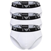 EMPORIO ARMANI Mens Briefs 3 Pack - BOLD MONOGRAM, Briefs, Stretch Cotton White S (Small)