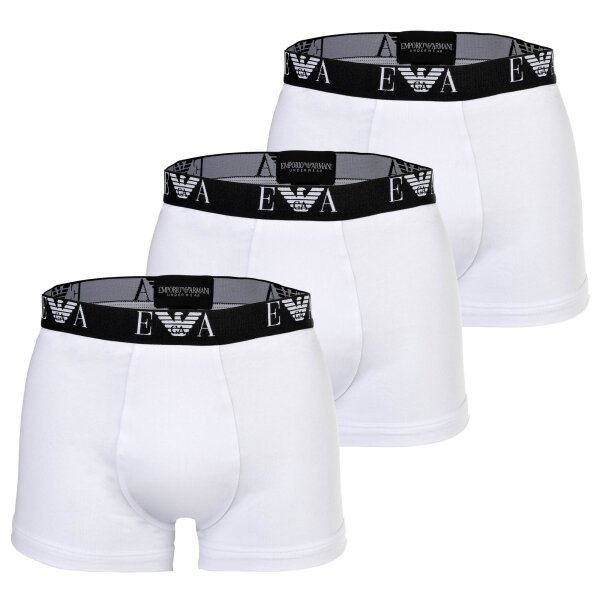 EMPORIO ARMANI Herren Trunks, 3er Pack - BOLD MONOGRAM, Shorts, Stretch Cotton Weiß S