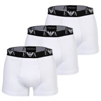 EMPORIO ARMANI Herren Trunks, 3er Pack - BOLD MONOGRAM, Shorts, Stretch Cotton Weiß S