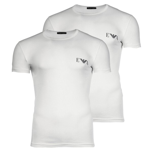 EMPORIO ARMANI Mens T-Shirt, 2-Pack - BOLD MONOGRAM, Short Sleeve, Round Neck, Stretch Cotton White S (Small)