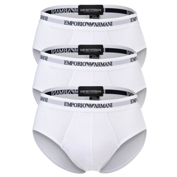 EMPORIO ARMANI Mens Briefs, 3-Pack - CORE LOGOBAND, Briefs, Stretch Cotton White S (Small)