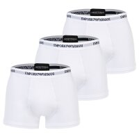 EMPORIO ARMANI Herren Trunks, 3er Pack - CORE LOGOBAND, Shorts, Stretch Cotton Weiß S