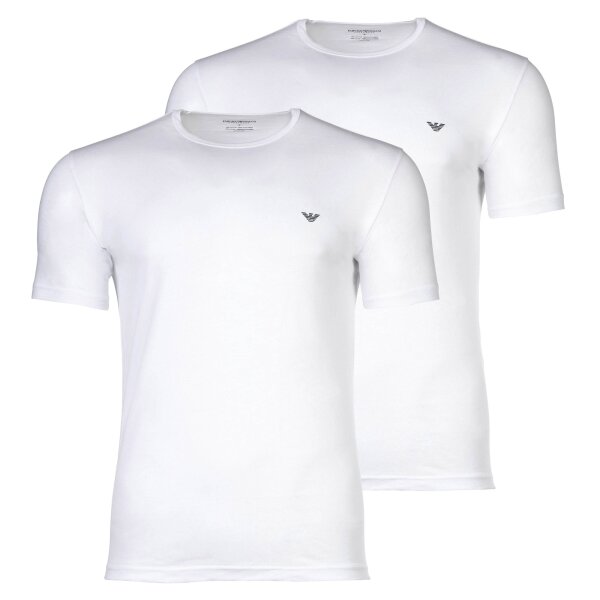 EMPORIO ARMANI Herren T-Shirts, 2er Pack - CORE LOGOBAND, Rundhals, Regular Fit, Stretch Cotton Weiß S