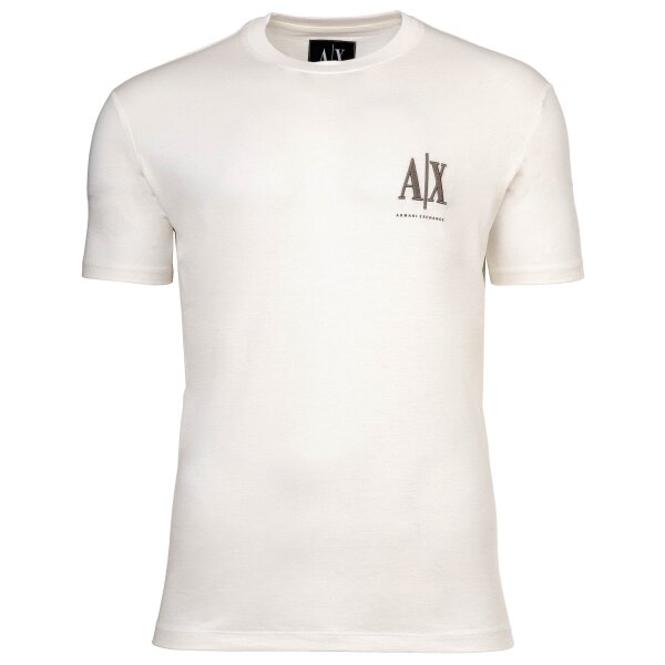 A|X ARMANI EXCHANGE Herren T-Shirt - Rundhals, Kurzarm, Logo Stickerei, Baumwolle Weiß M