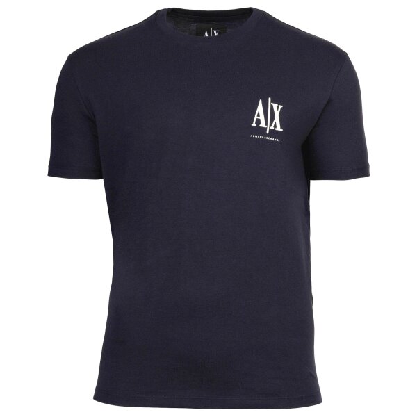 A|X ARMANI EXCHANGE Mens T-Shirt - Round Neck, Short Sleeves, Logo Embroidery, Cotton Dark Blue S (Small)