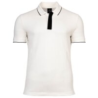 A|X ARMANI EXCHANGE Mens Polo Shirt – Hidden Buttons, Cotton, Contrast Stripes White M (Medium)