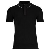 A|X ARMANI EXCHANGE Herren Poloshirt - Hidden Buttons, Baumwolle, Kontraststreifen Schwarz 2XL