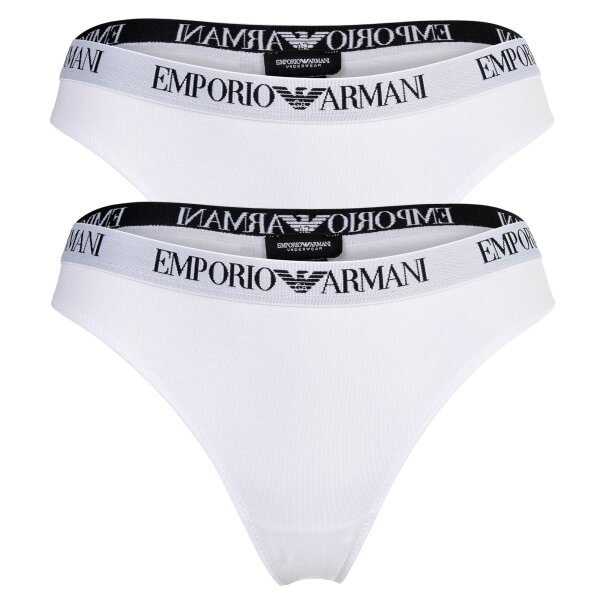 EMPORIO ARMANI womens thong, 2-pack - ESSENTIAL COTTON, T-Thong, Cotton Stretch White XS (X-Small)