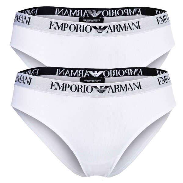 EMPORIO ARMANI Damen Slips, 2er Pack - ESSENTIAL COTTON, Briefs, Cotton Stretch Weiß XS