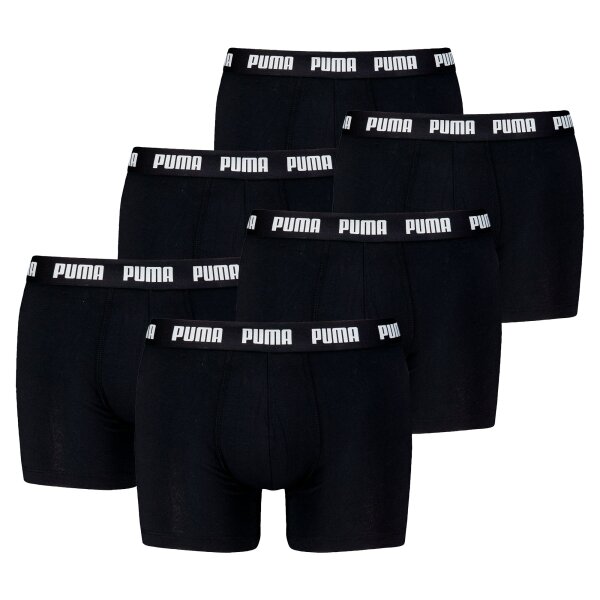 PUMA Herren Boxershorts, 6er Pack - Everyday Boxers 6P, Cotton Stretch, einfarbig Schwarz/Weiß L