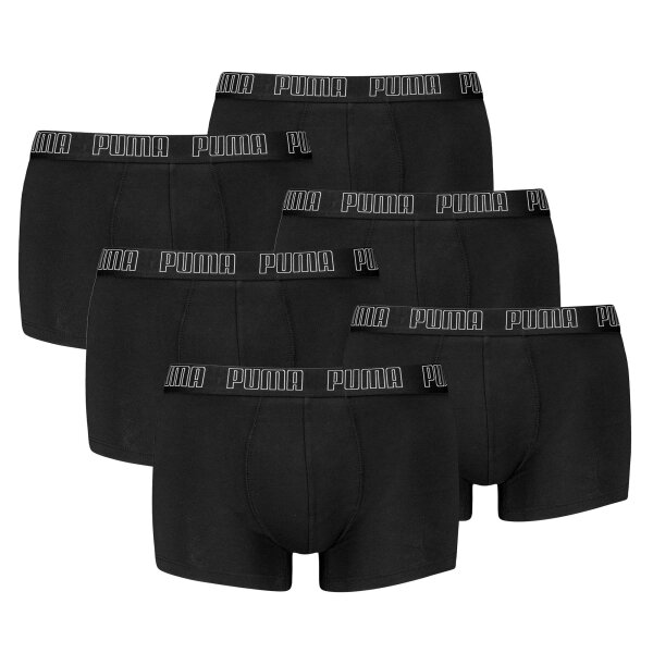 PUMA Herren Boxershorts, 6er Pack - Everyday Trunks 6P, Cotton Stretch, einfarbig Schwarz M
