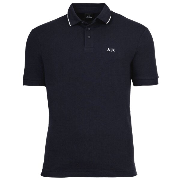 A|X ARMANI EXCHANGE Mens Polo Shirt – Logo, Cotton Stretch, Contrast Stripes Dark Blue M (Medium)