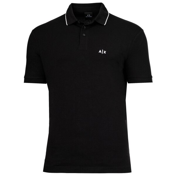 A|X ARMANI EXCHANGE Herren Poloshirt - Logo, Cotton Stretch, Kontraststreifen Schwarz 2XL