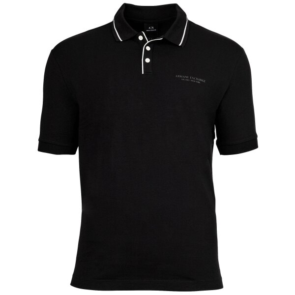 A|X ARMANI EXCHANGE Mens Polo Shirt – Logo, Cotton Stretch, Contrast Stripes Black 2XL (XX-Large)