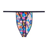 HOM Herren G-String - Willy, Plume, federleicht, Unterhose Blau/Gelb/Pink S