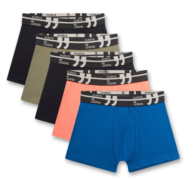 Sanetta Boys Hip shorts, pack of 5 - teens, boxer shorts, single jersey Black/Blue/Orange 140