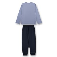 Sanetta Jungen Schlafanzug, lang - Teens, Wolf-Print, Single Jersey, Baumwolle Blau/Grau 140