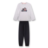 Sanetta Boys Pyjamas, long - Teens, motorcycle print, single jersey, cotton Light grey 140