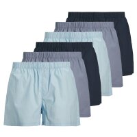 JACK&JONES mens woven boxer shorts, pack of 6 - JACMILANO WOVEN BOXERS 6 PACK , cotton Blue/Dark blue S (Small)