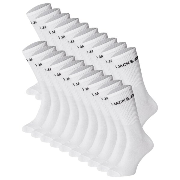 JACK&JONES Childrens Tennis Socks, 20-Pack - JACBASIC LOGO TENNISSOCK, Cotton Blend, Logo White 33-37 (UK 1-4,5)