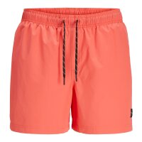 JACK&JONES Men Swim shorts 2-pack - JPSTMAUI JJSWIM SOLID AKM SN, swim trunks Black/Orange S (Small)