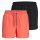 JACK&JONES Men Swim shorts 2-pack - JPSTMAUI JJSWIM SOLID AKM SN, swim trunks Black/Orange S (Small)