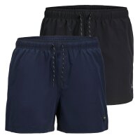 JACK&JONES Men Swim shorts 2-pack - JPSTMAUI JJSWIM SOLID AKM SN, swim trunks Black/dark blue S (Small)