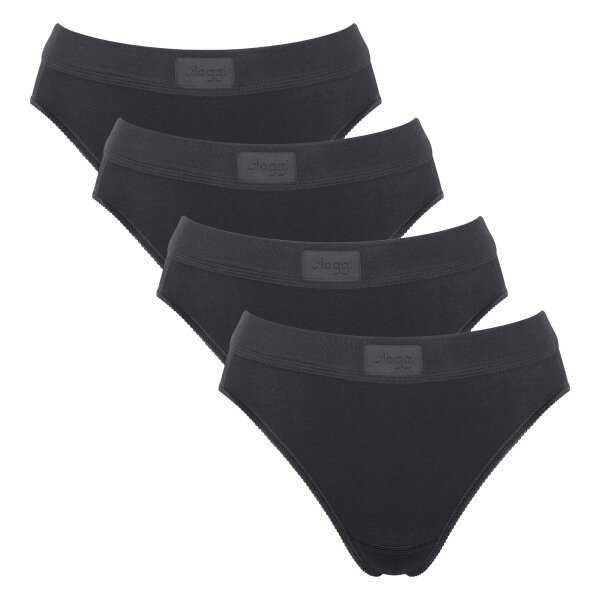Sloggi Damen Slips, 4er Pack - Double Comfort Tai 4P, Unterhose, Stretch-Baumwolle Schwarz L