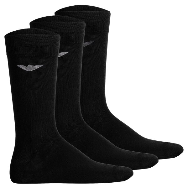 EMPORIO ARMANI mens socks, 3-pack - CASUAL COTTON, short socks, One Size Black 39-46