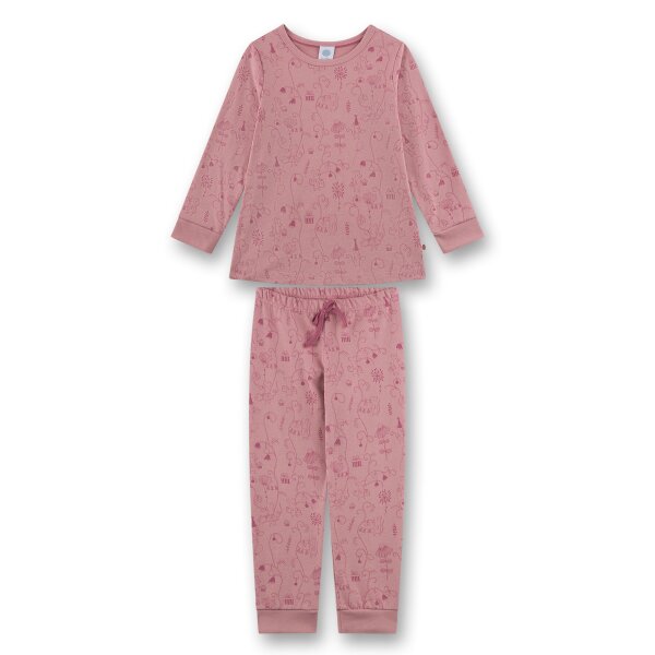 Sanetta girls pyjamas, long - Kids, mouse all-over print, velour Rosa 104