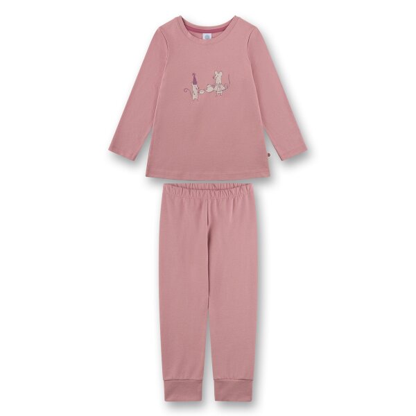 Sanetta girls pyjamas, long - Kids, mouse print, velour Rosa 104