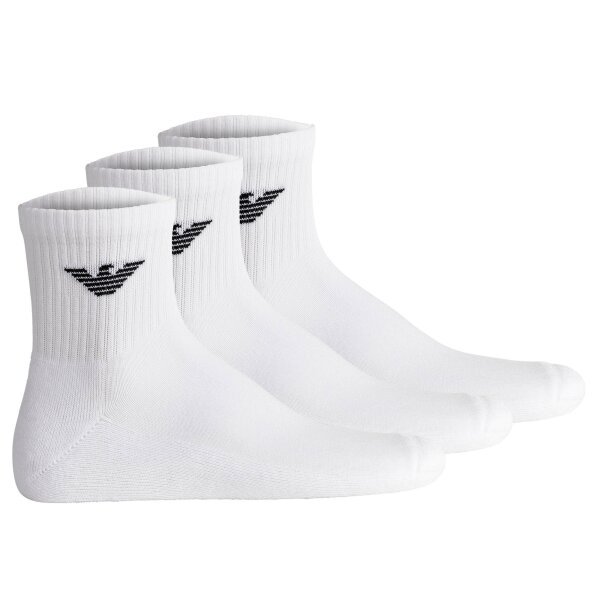 EMPORIO ARMANI Herren Quartersocken, 3er Pack - SPORTY SPONGE, Ankle Socks, One Size Weiß 39-46