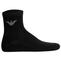 EMPORIO ARMANI Mens Quarter Socks, 3-Pack - SPORTY SPONGE, Ankle Socks, One Size White/Black/Blue 39-46 (UK 5-12)