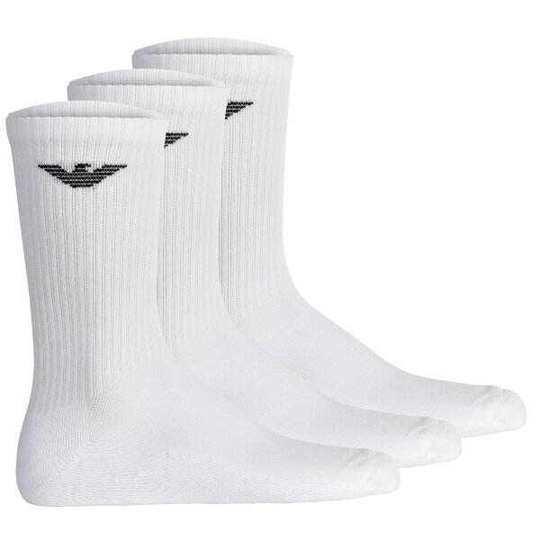 EMPORIO ARMANI Herren Socken, 3er Pack - SPORTY SPONGE, Short Socks, One Size Weiß 39-46