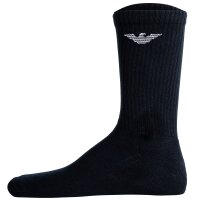 EMPORIO ARMANI Herren Socken, 3er Pack - SPORTY SPONGE, Short Socks, One Size Weiß/Schwarz/Blau 39-46