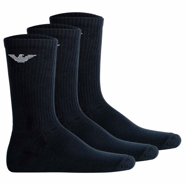 EMPORIO ARMANI Mens Quarter Socks, 3-Pack - SPORTY SPONGE, Ankle Socks, One Size Blue 39-46 (UK 5-12)