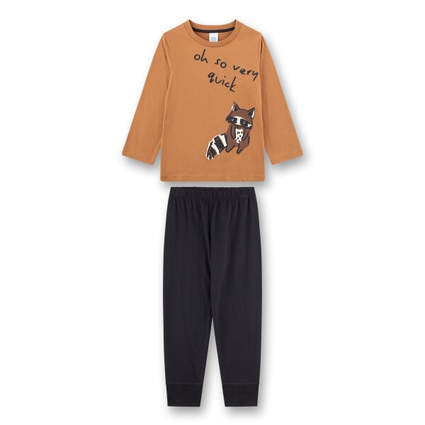 Sanetta Boys Pyjamas, long - Kids, red panda print, single jersey Brown 104