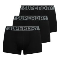 Superdry Herren Boxershorts, 3er Pack - Trunk Triple Pack, Logobund, Cotton Stretch Schwarz/Grau M
