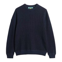 Superdry Herren Strickpullover - Cotton Texture Jumper, Pullover, Rundhals, einfarbig Dunkelblau L