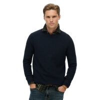 Superdry Men Knitted Jumper - Cotton Texture Jumper, Pullover, Round Neck, Plain Dark blue L (Large)