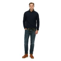 Superdry Men Knitted Jumper - Cotton Texture Jumper, Pullover, Round Neck, Plain Dark blue L (Large)